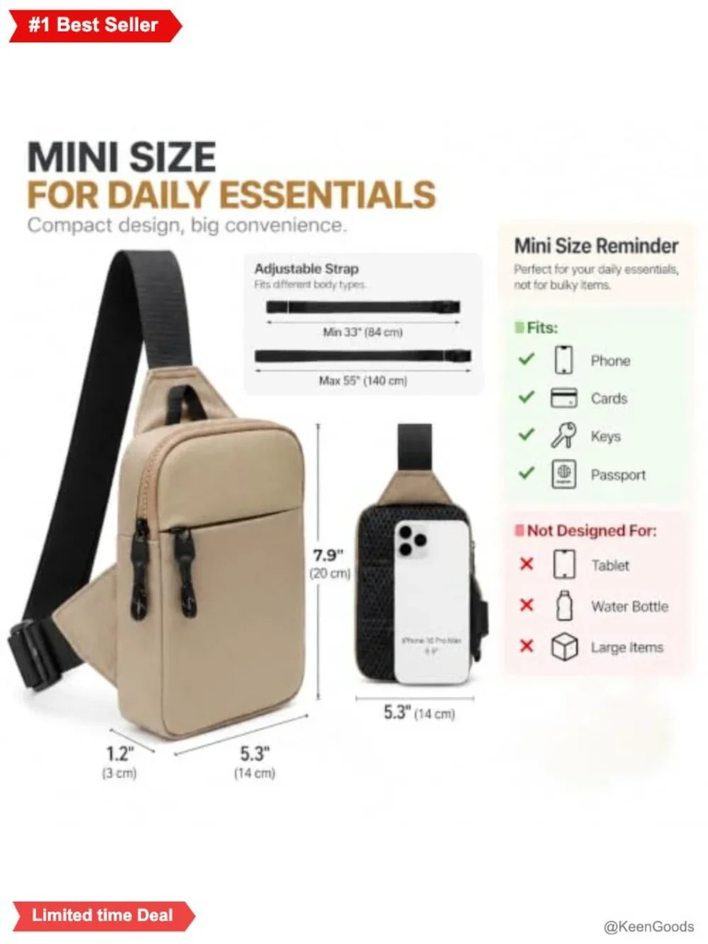 Mini Sling Bag Small Crossbody Phone Bag Travel Daily Carry